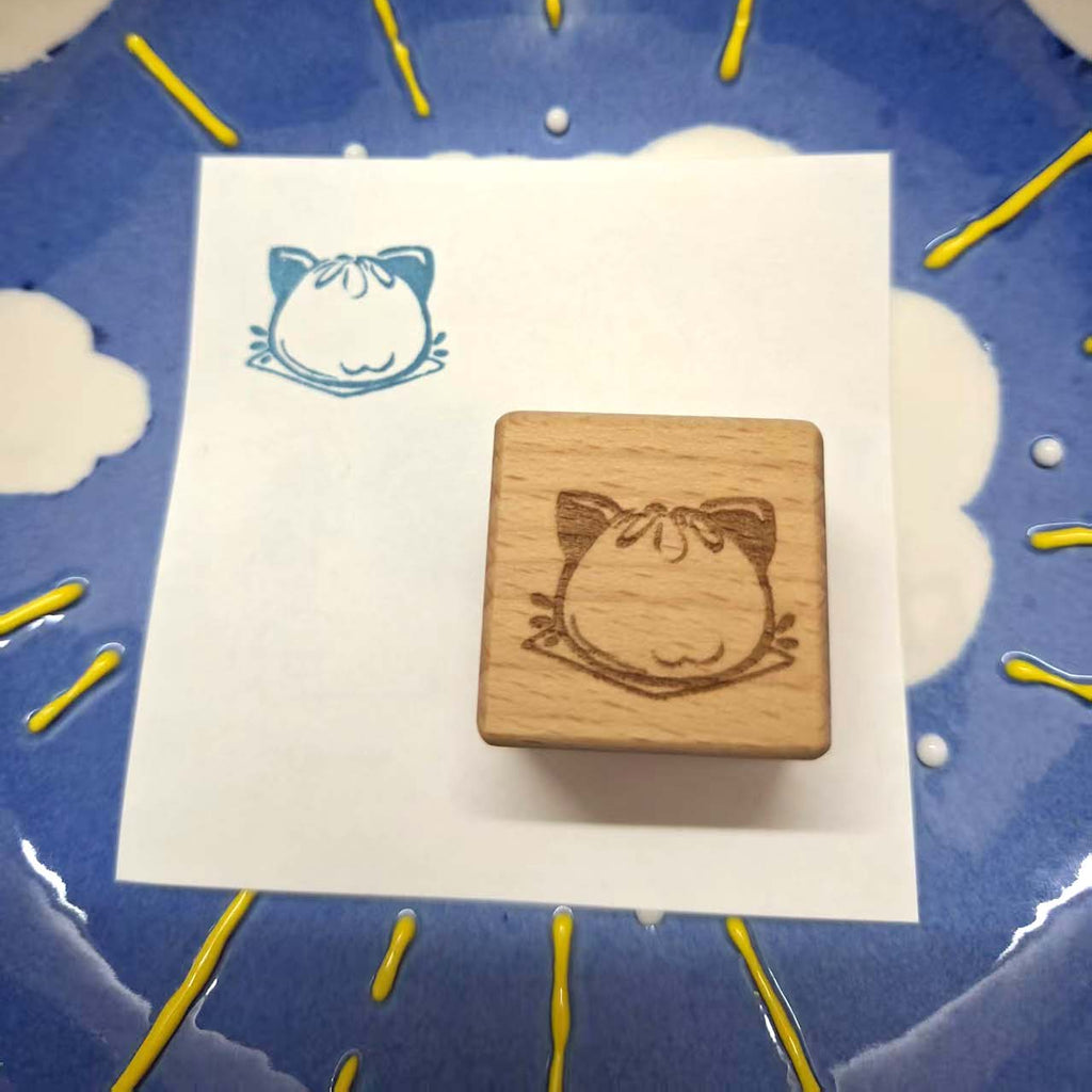 Cat Bun Rubber Stamp 猫咪包