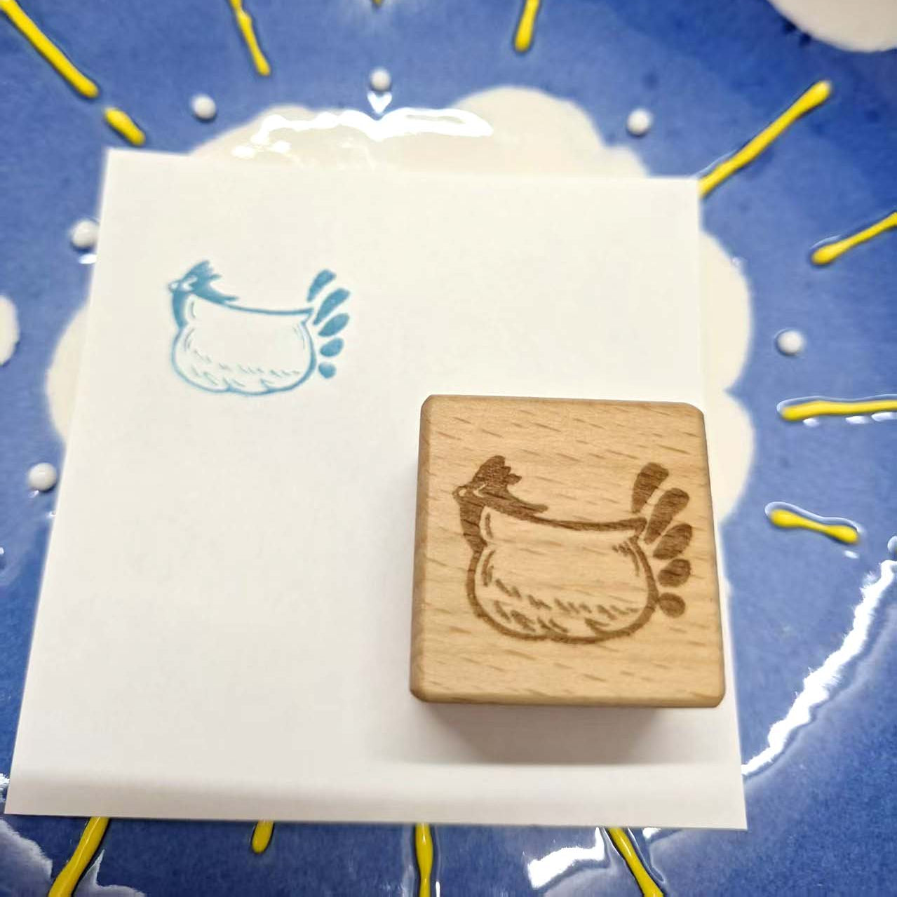 Chicken Dumpling Rubber Stamp 饺子鸡